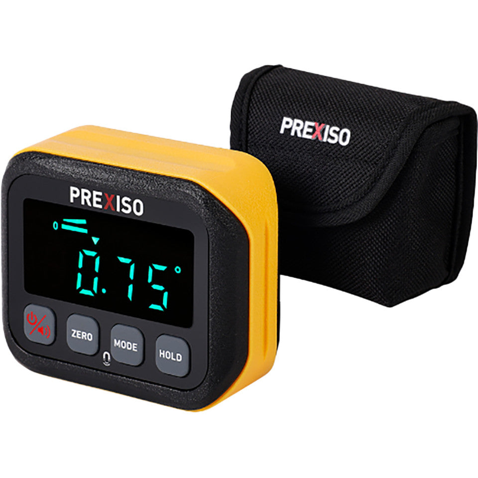 Prexiso Magnetic Digital Angle Gauge on ferromagnetic surface with V-groove
