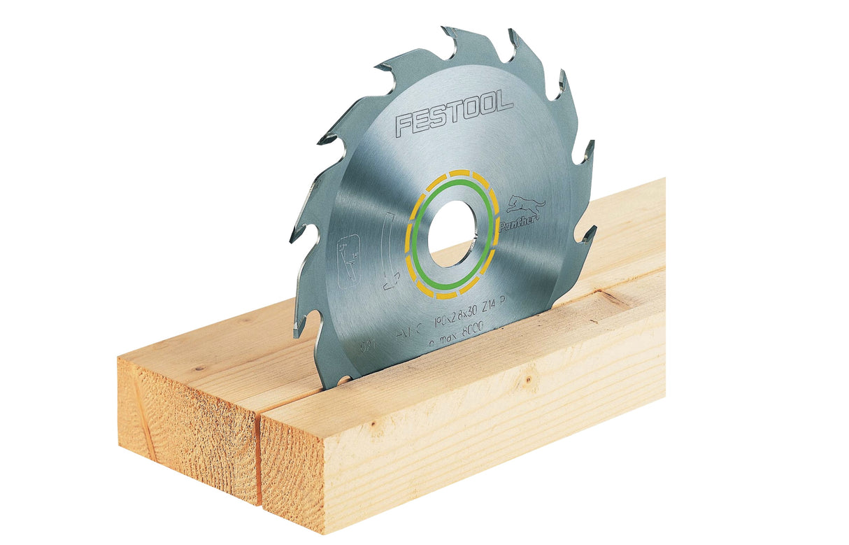 Festool Panther Saw Blade 210mm 16 Tooth for fast, precise rip cutting in solid wood. High-quality metal for long-lasting performance