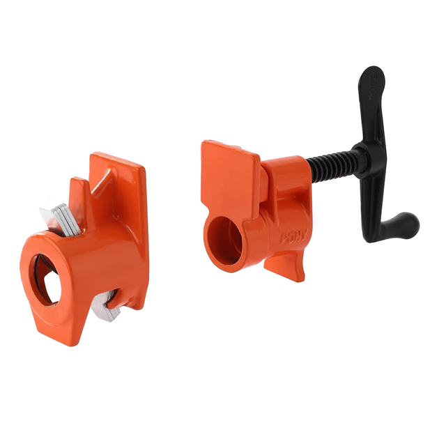 Pony Jorgensen Set of 6 Classic Clutched Pipe Clamp Fixtures on display
