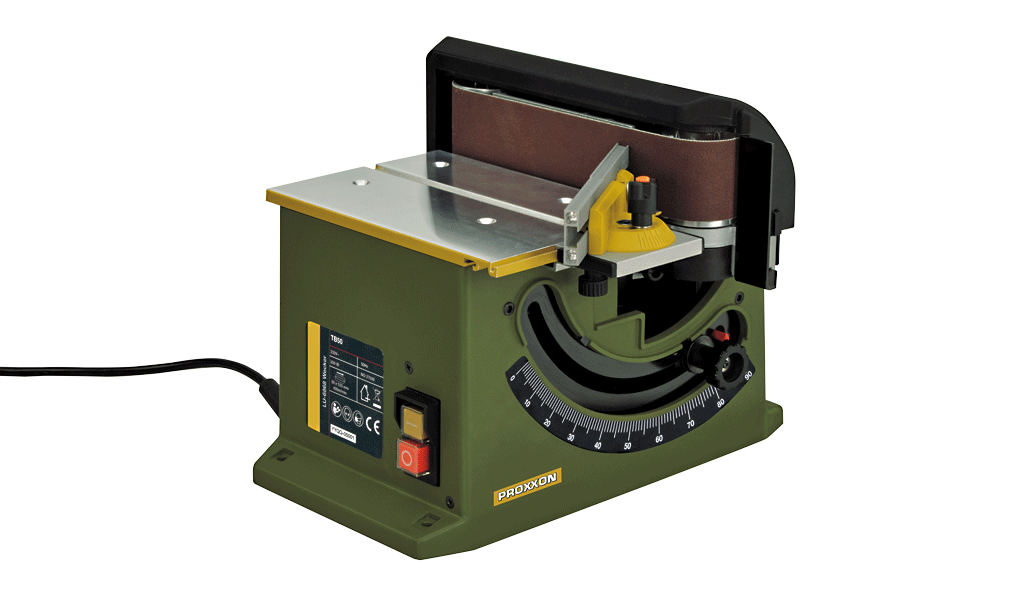 PROXXON TB-50 Table Belt Sander 50mm in action on wood surface
