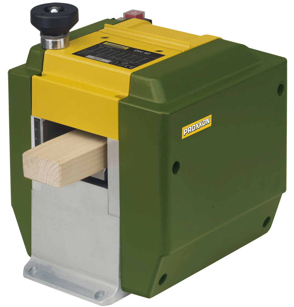 PROXXON DH-40 Micro Thicknesser 80mm 200W Straight Blade in action on timber board