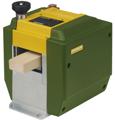 PROXXON DH-40 Micro Thicknesser 80mm 200W Straight Blade in action on timber board
