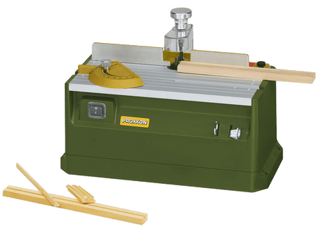 PROXXON MP-400 Micro Shaper Router Table 100W in use on a detailed timber piece