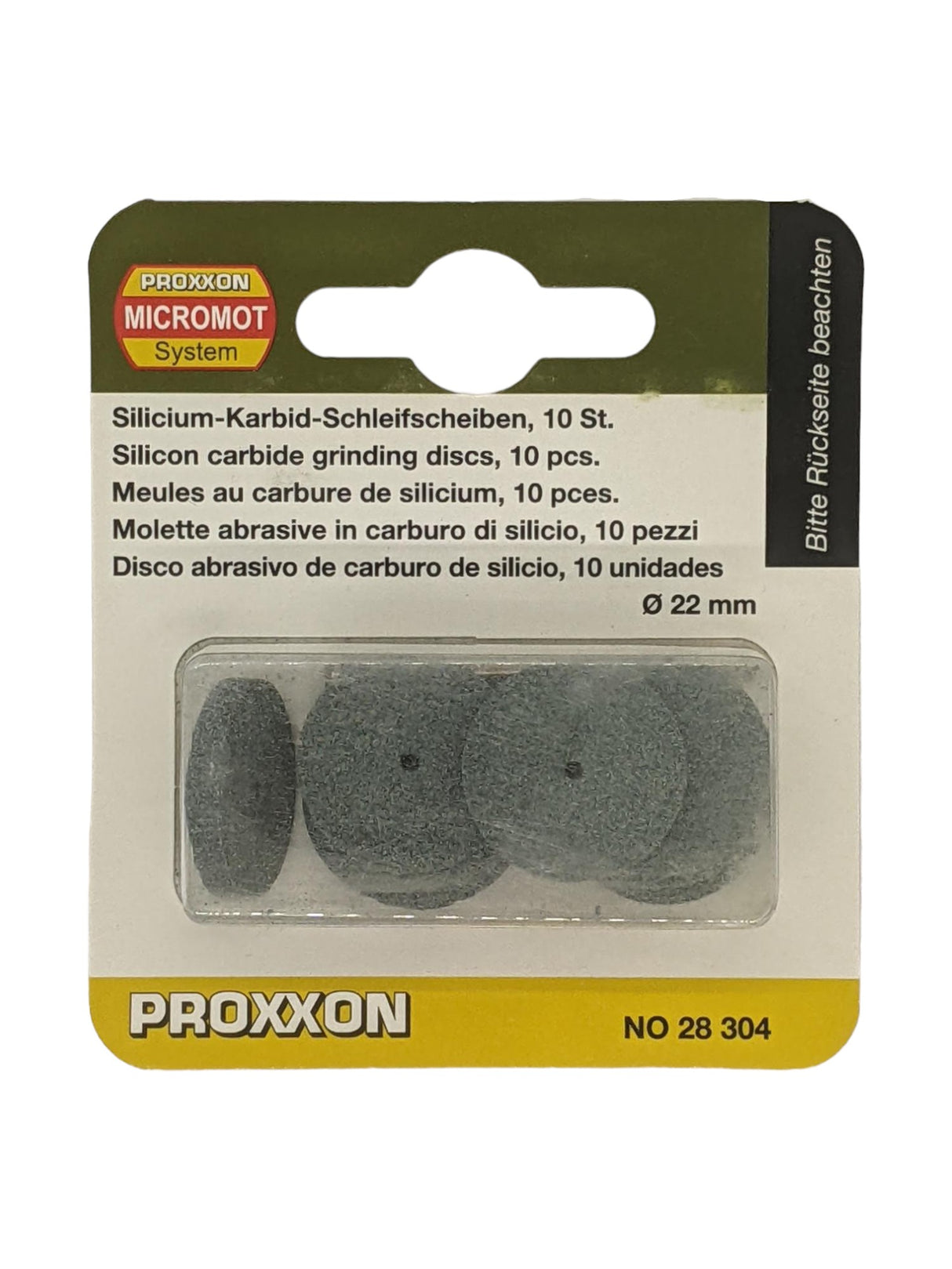 PROXXON 22mm Silicon Carbide Grinding Bits Pack of 10 for Rotary Tools, ideal for glass, ceramics, and hard steel alloys