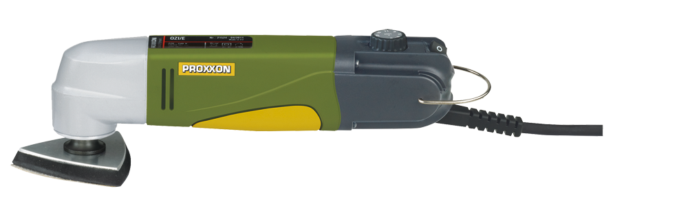 PROXXON OZI/E Delta Sander Corded 80W in action, perfect for detailed surface work in tight spaces