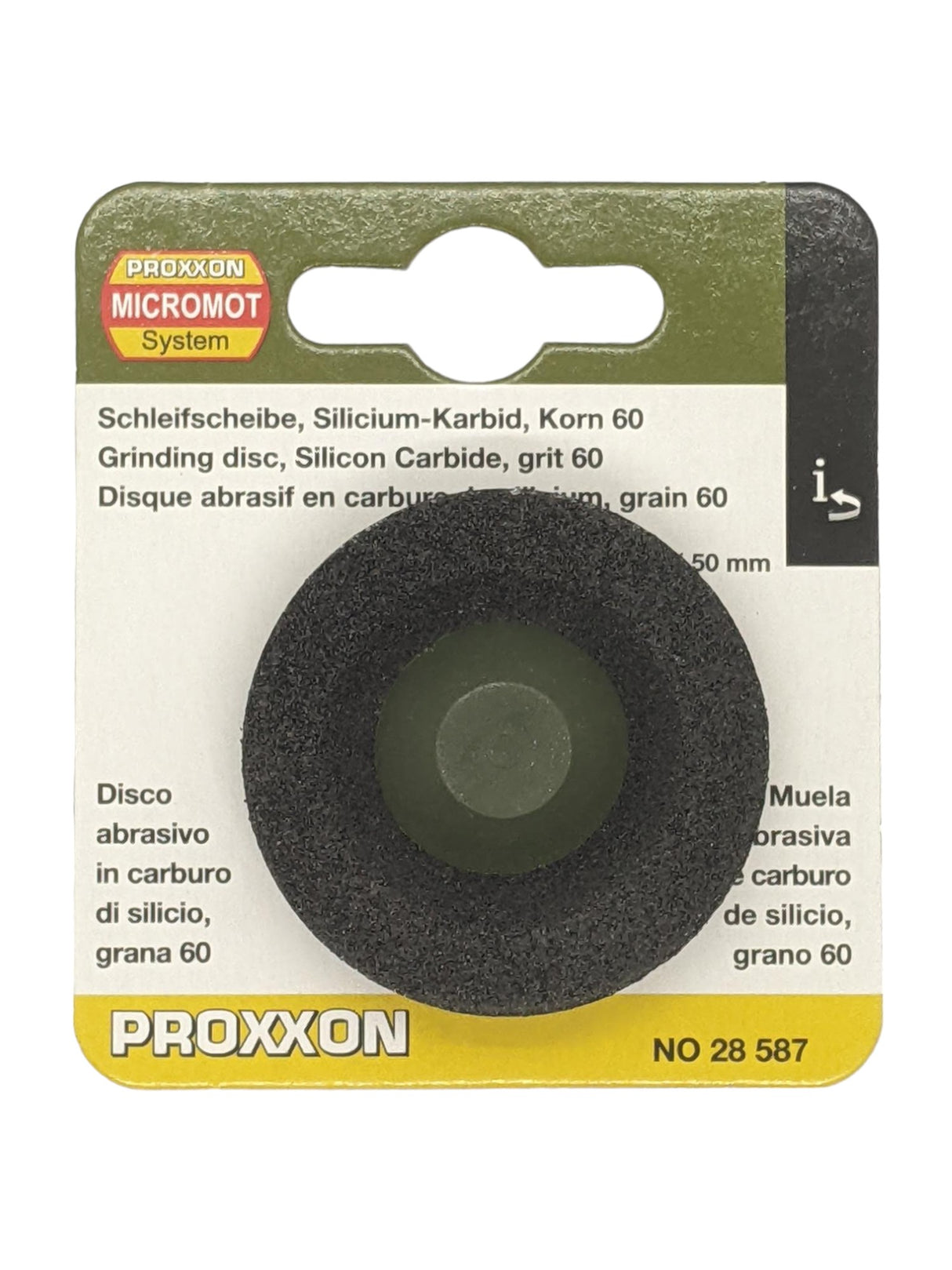 PROXXON Silicon Carbide Grinding Disc 60 Grit 50mm Diameter - Ideal for hard materials like glass, stone, ceramics, and steel