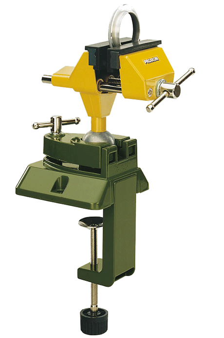 Adaptable and sturdy PROXXON Precision Vice Universal Holder for woodworking tasks.360-degree rotation and 90-degree tilting capabilities