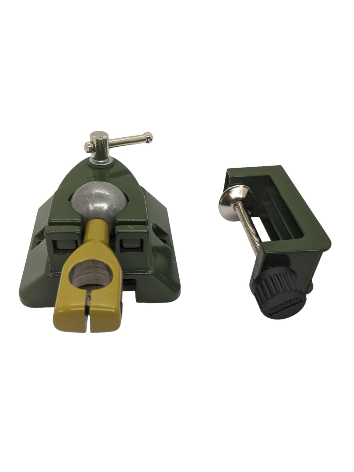 PROXXON Universal Holder with Ball Joint for MICROMOT System Tools in die-cast zinc, angled view