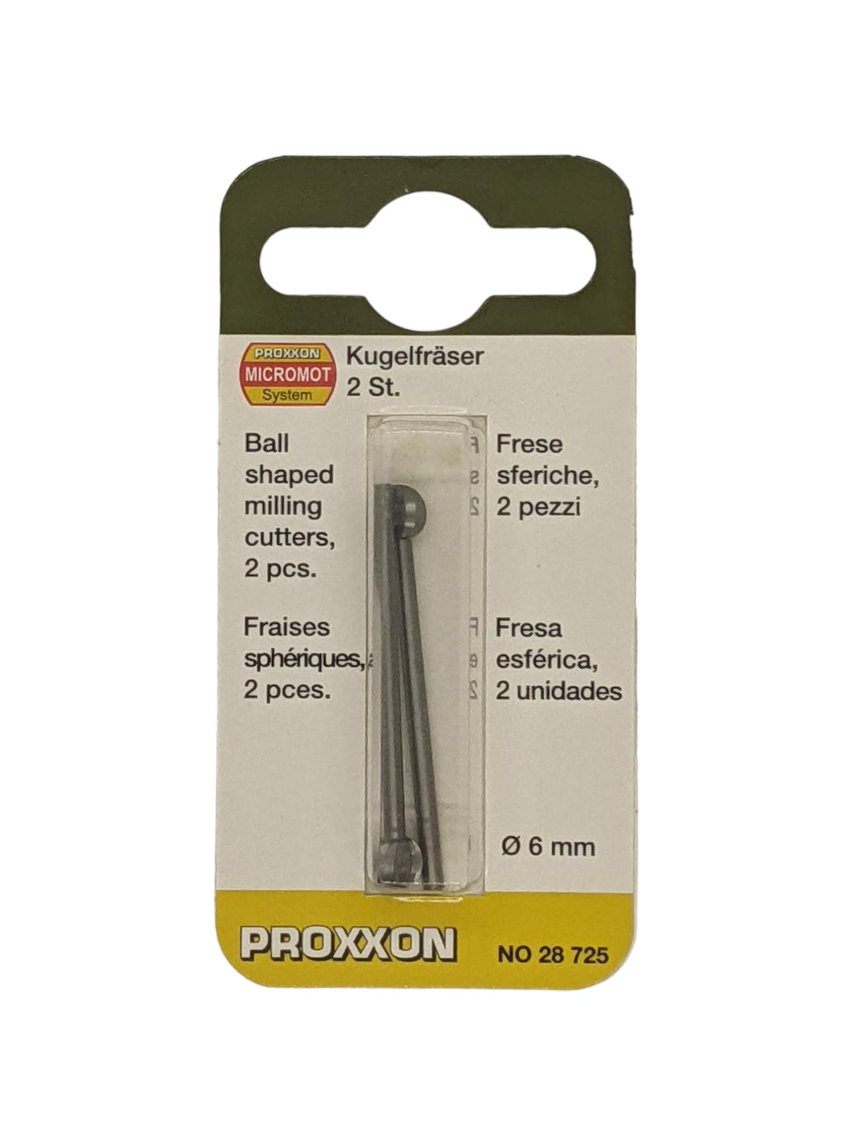 PROXXON 6mm Tungsten Vanadium Ball Milling Bits Pack of 2 in action on wood and metal