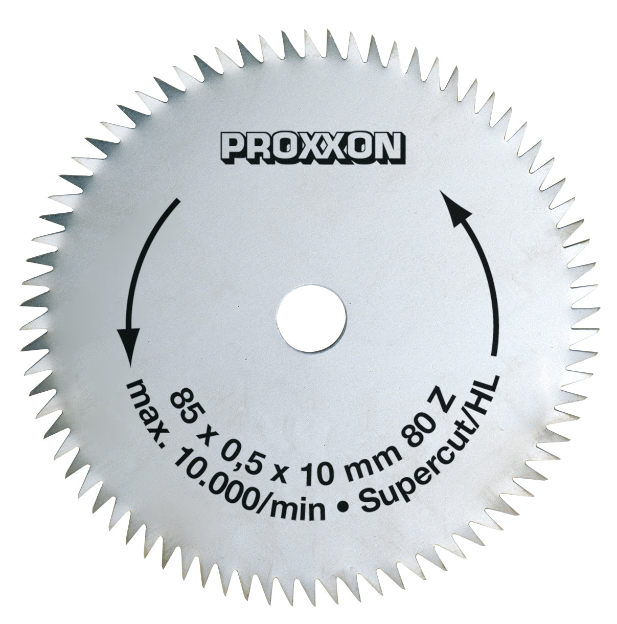 PROXXON Super-Cut Circular Saw Blade 80mm for FET Benchtop Table Saw - Close-up view of sharp teeth on blade