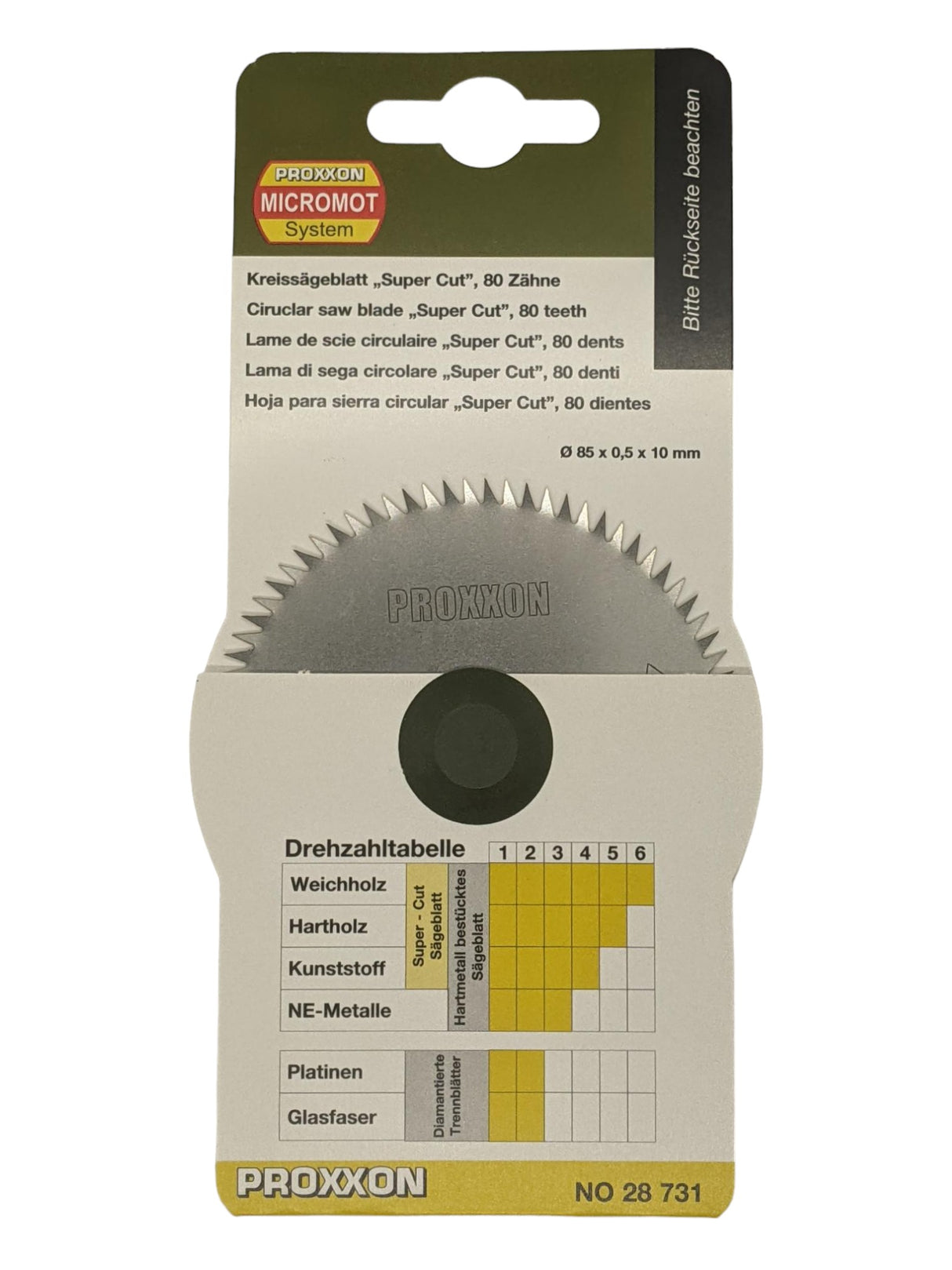 PROXXON Crosscut Super-Cut Circular Saw Blade 80mm on FET Benchtop Table Saw