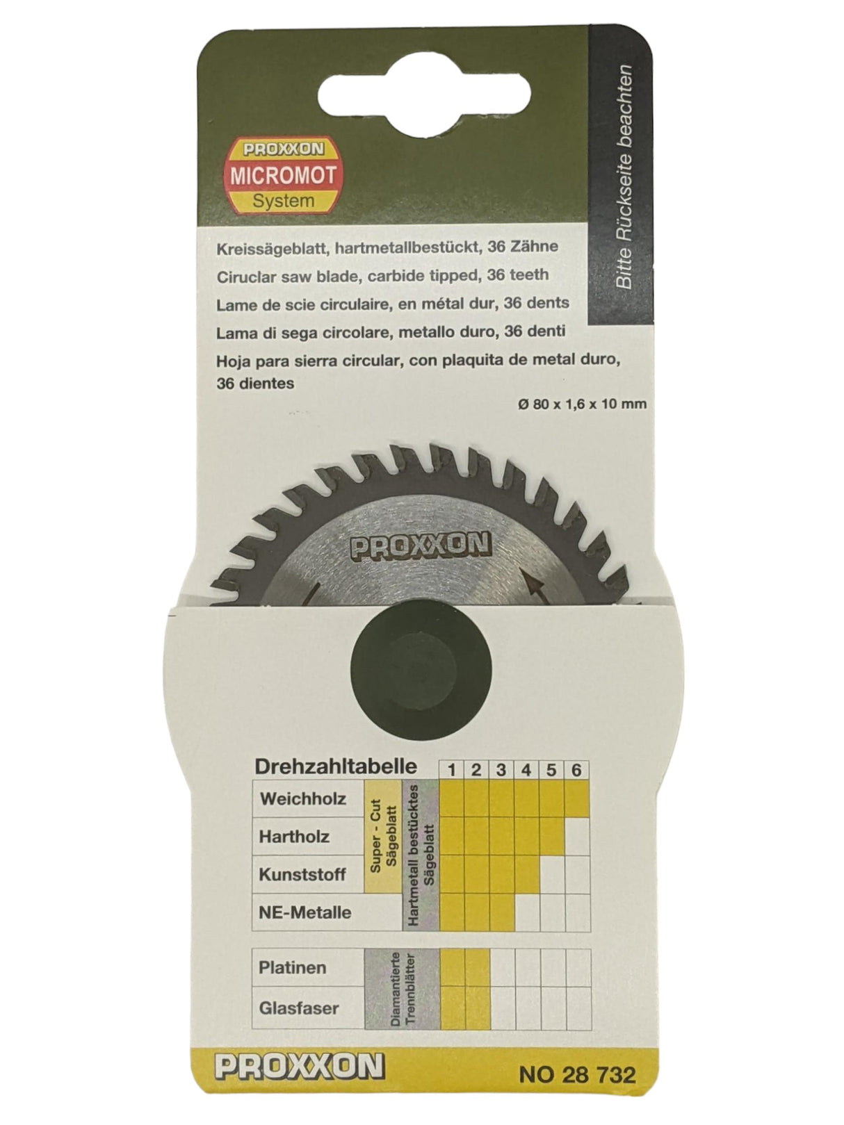 Proxxon 80mm Tungsten Tipped Circular Saw Blade for FET & KGS-80 Saws in action on wood material