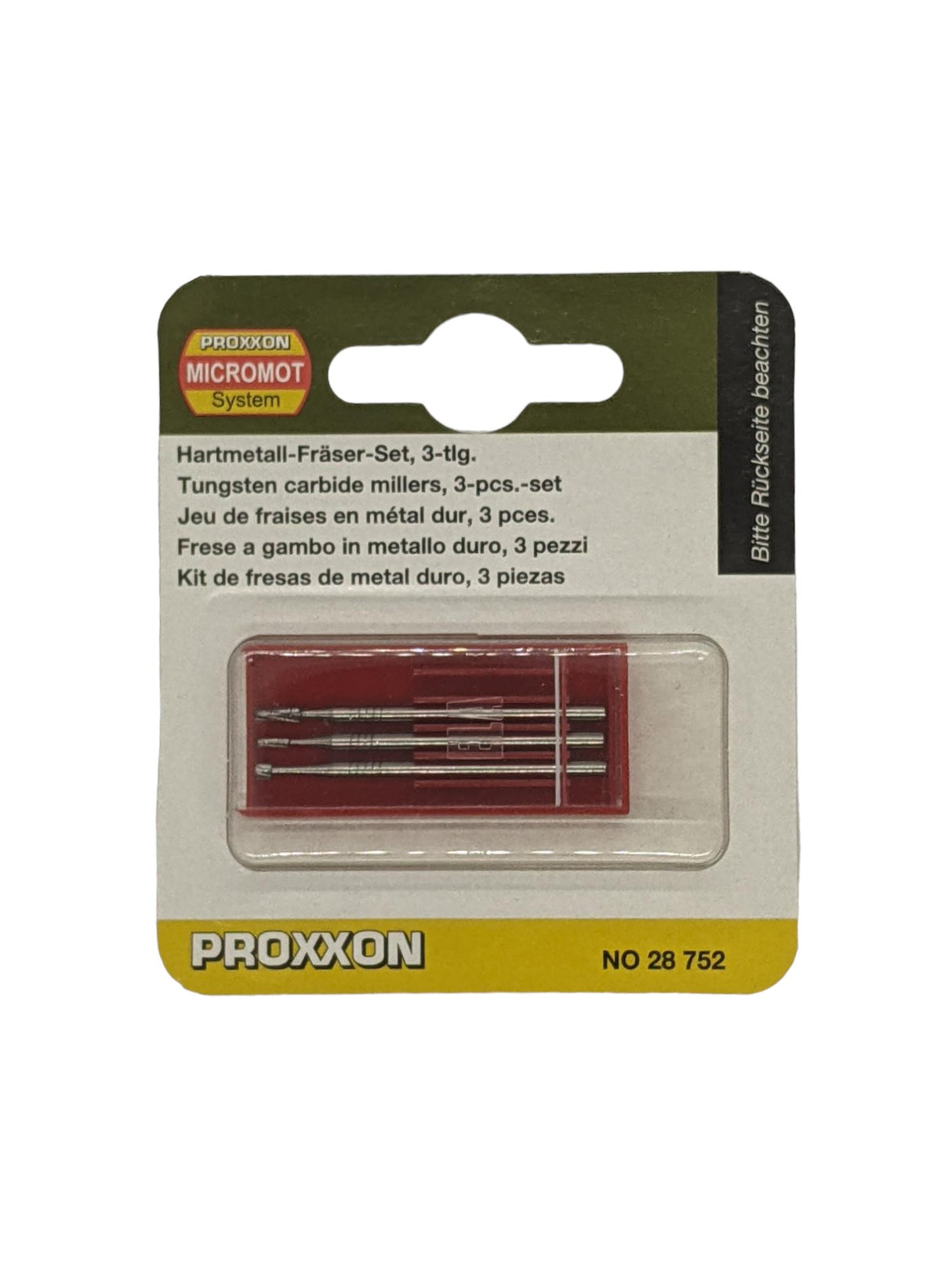 PROXXON Tungsten Carbide Milling Bits Pack of 3, fine-granular tungsten, vibration-free, high accuracy milling