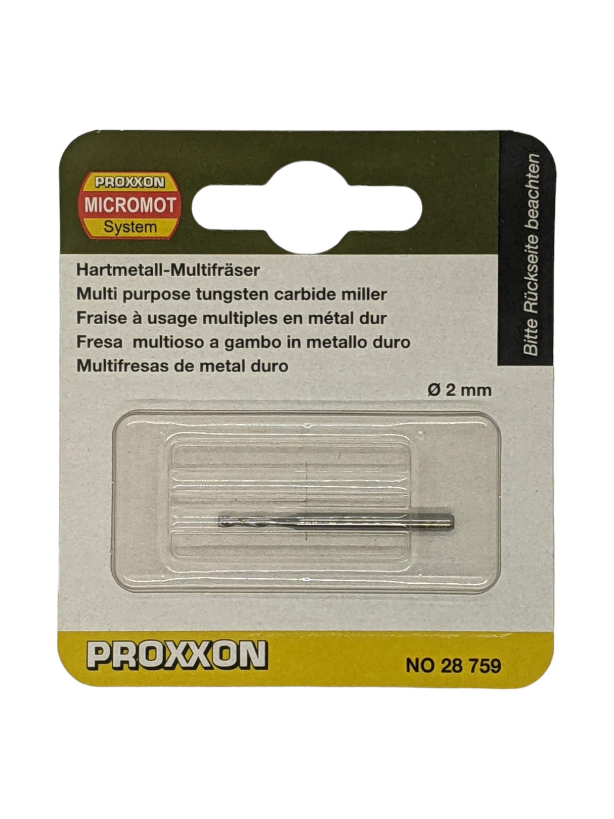 PROXXON Tungsten Carbide Upcut Milling Bits, ideal for high-precision and vibration-free milling on steel, cast steel, and more