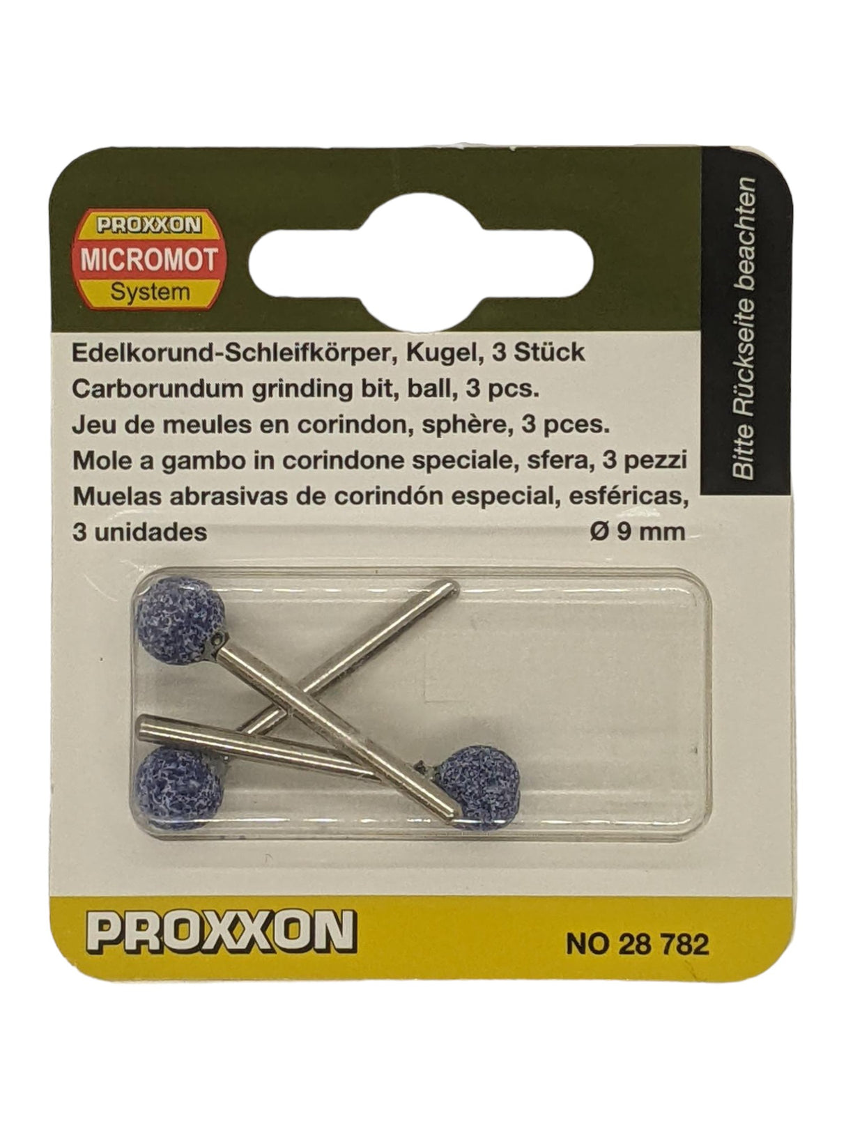 PROXXON 9mm Ball Corundum Grinding Bits x3 for precision grinding and chiselling of hard materials