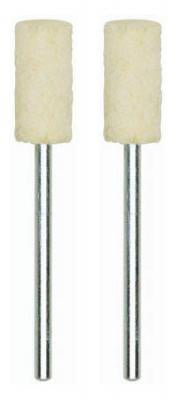 PROXXON Felt Polishers 7mm Cylindrical Pack of 2 in use on metal, ceramics, and wood surfaces