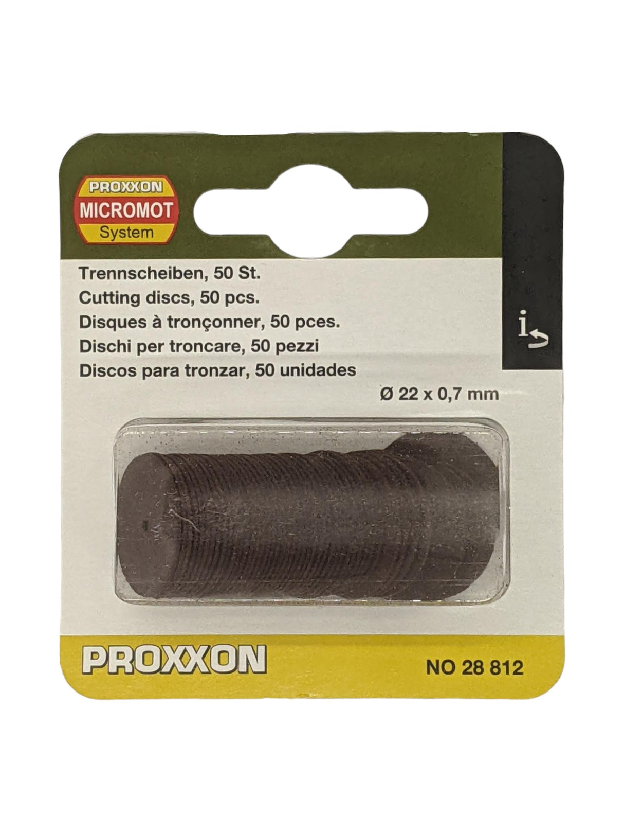 PROXXON 22mm Corundum Cutoff Wheel showing precision cutting capabilities
