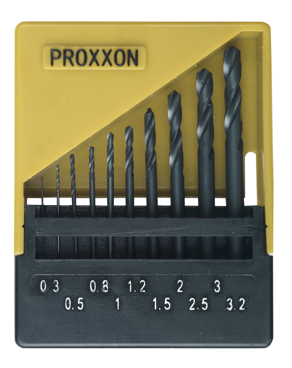 PROXXON High Speed Steel Drill Bits Set of 10 in labelled cassette