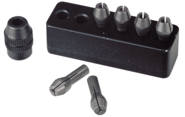 Proxxon 7-piece steel collet set for Micromot system tools - triple slit design for flexibility and durable grip