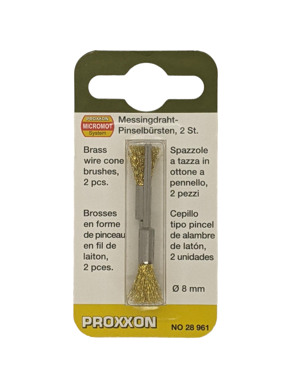 PROXXON 8mm Brass Cleaning Brush Pack of 2 for MICROMOT Drill Grinders, suitable for electronic components and circuit boards