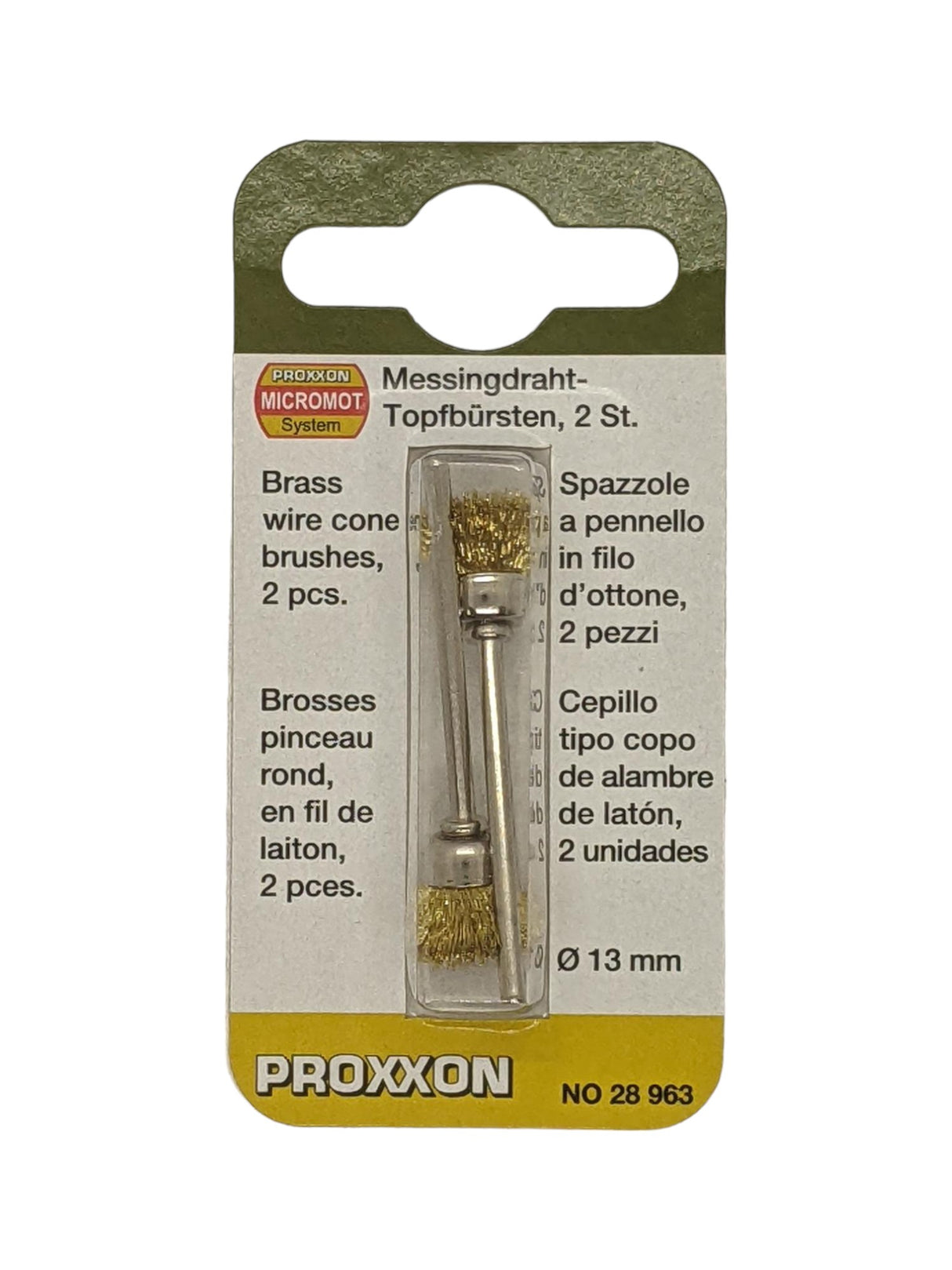 Proxxon 13mm Brass Cleaning Cone for MICROMOT Drill Grinders - Pack of 2