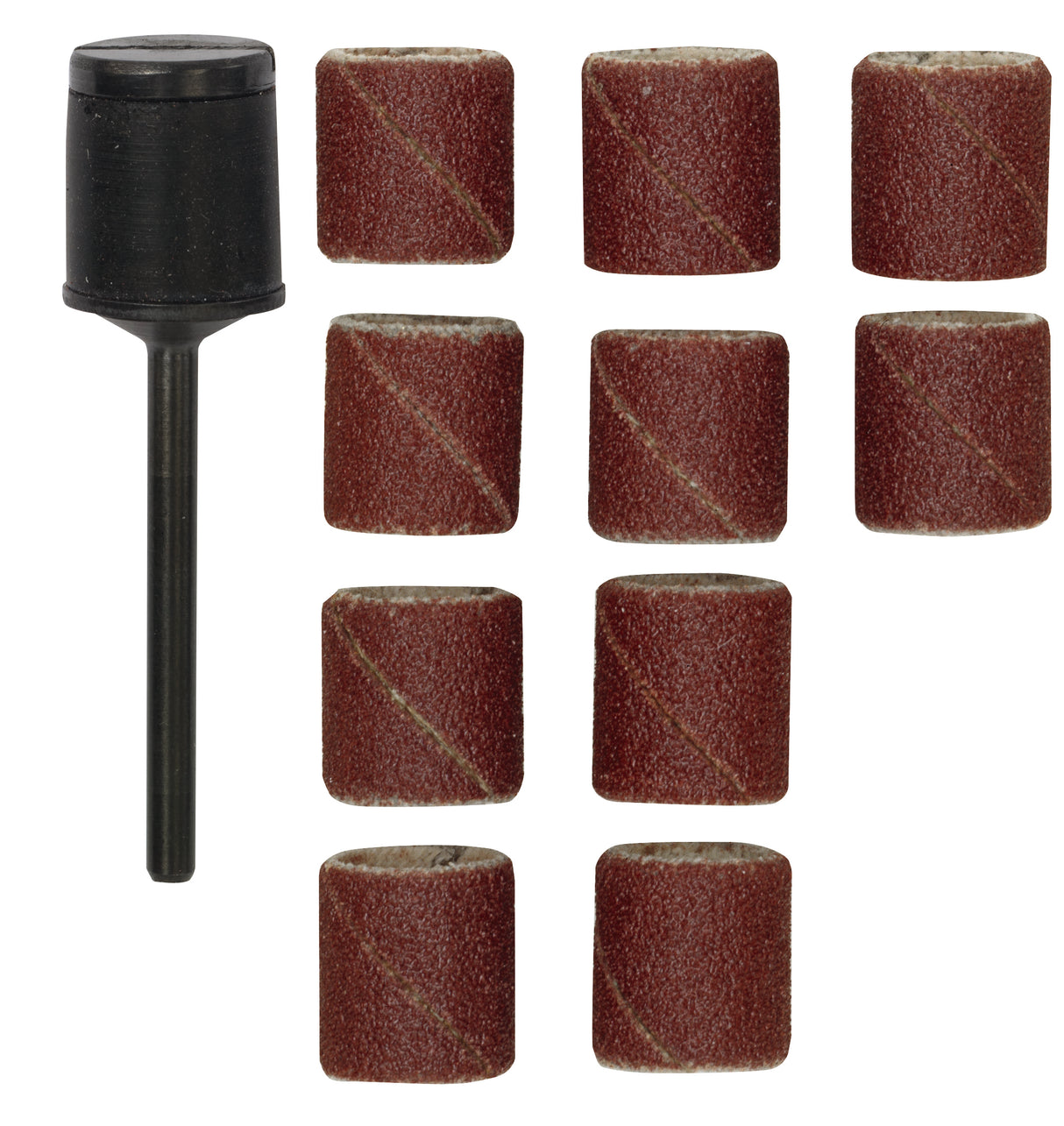 PROXXON 14mm Sanding Drums 120 Grit Pack of 10 - Close-up view showing the durable Corundum material for precise sanding