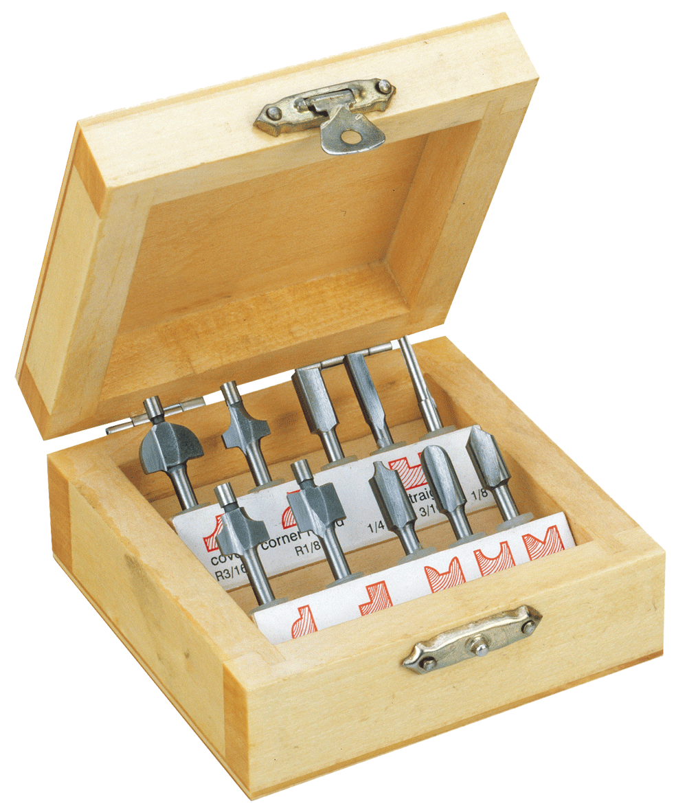 PROXXON Router Bits Set of 10 for Micro Shaper, High Speed Steel, 1/8" Shanks, Different Profiles