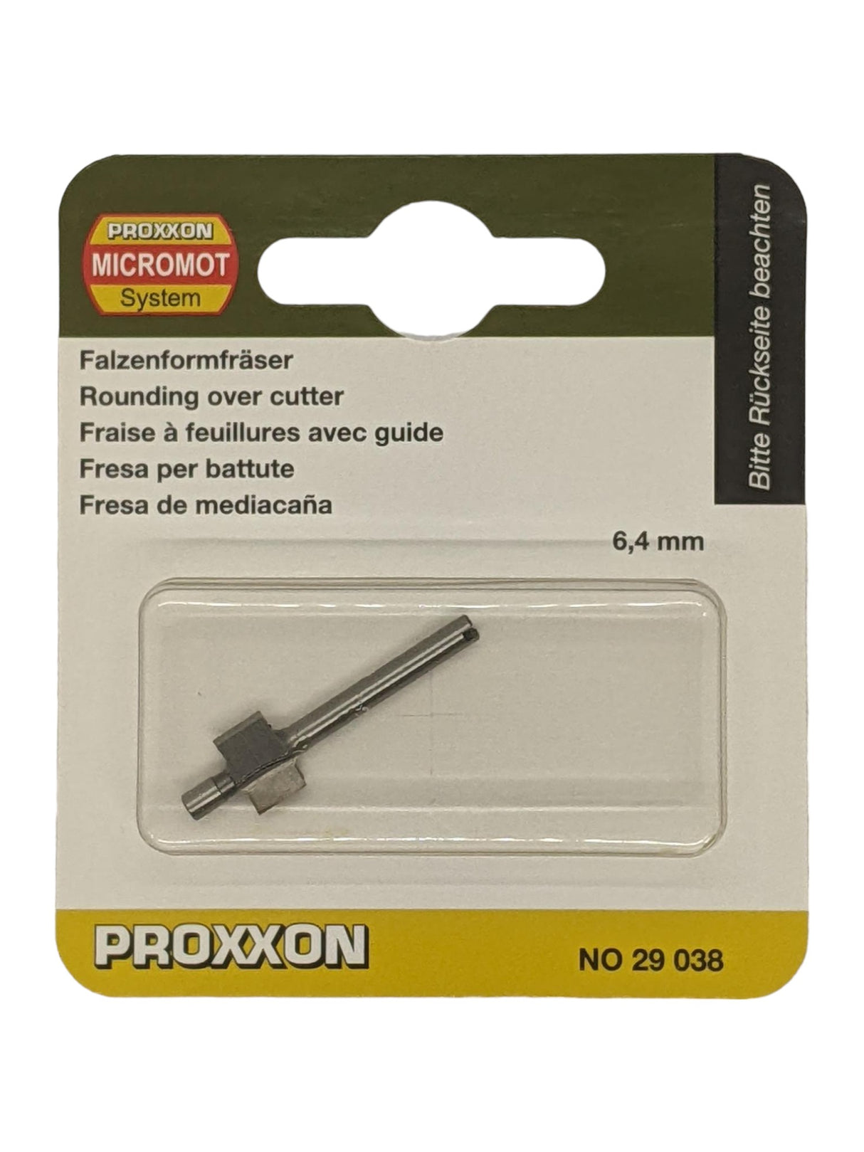 PROXXON 6.4mm Rebate Router Bit for Micro Shaper on wood surface