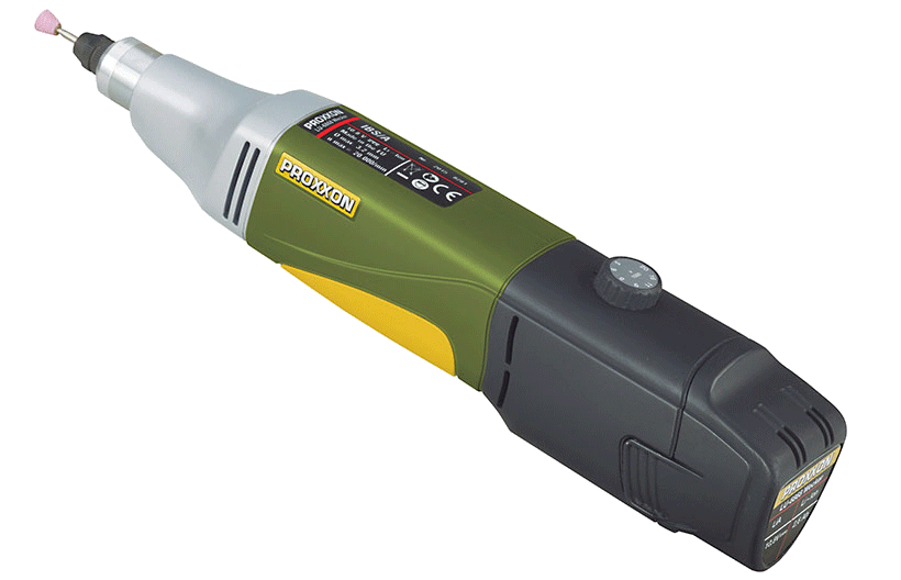Compact battery-powered rotary tool kit for drilling & grinding, ideal for intricate woodworking projects