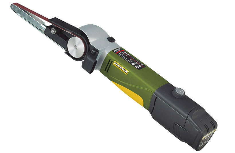 PROXXON MICROMOT BS/A Power File Belt Sander Kit in use on woodworking project
