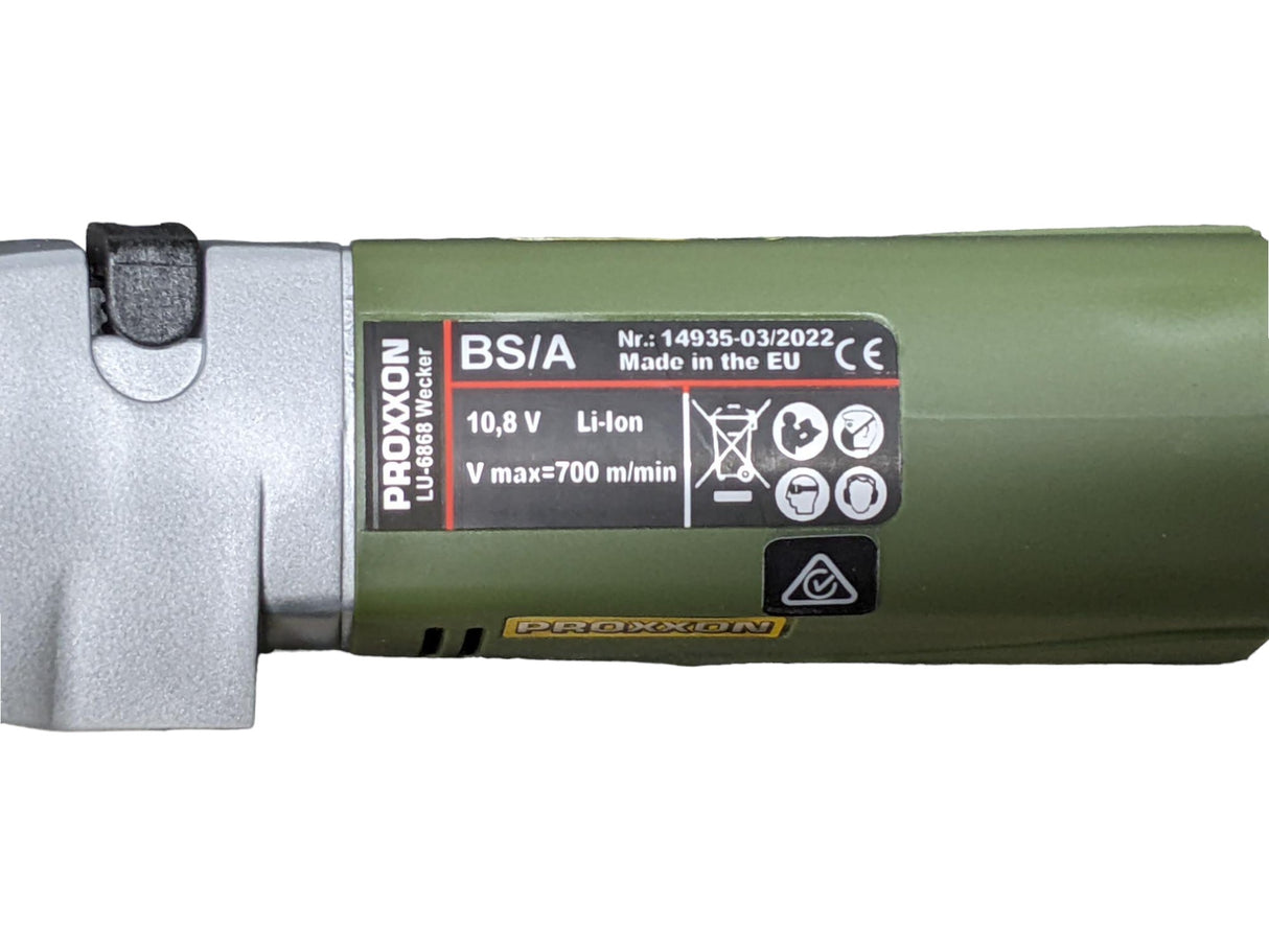 PROXXON MICROMOT BS/A Power File Belt Sander Kit in action, showcasing precision grinding and finishing capabilities