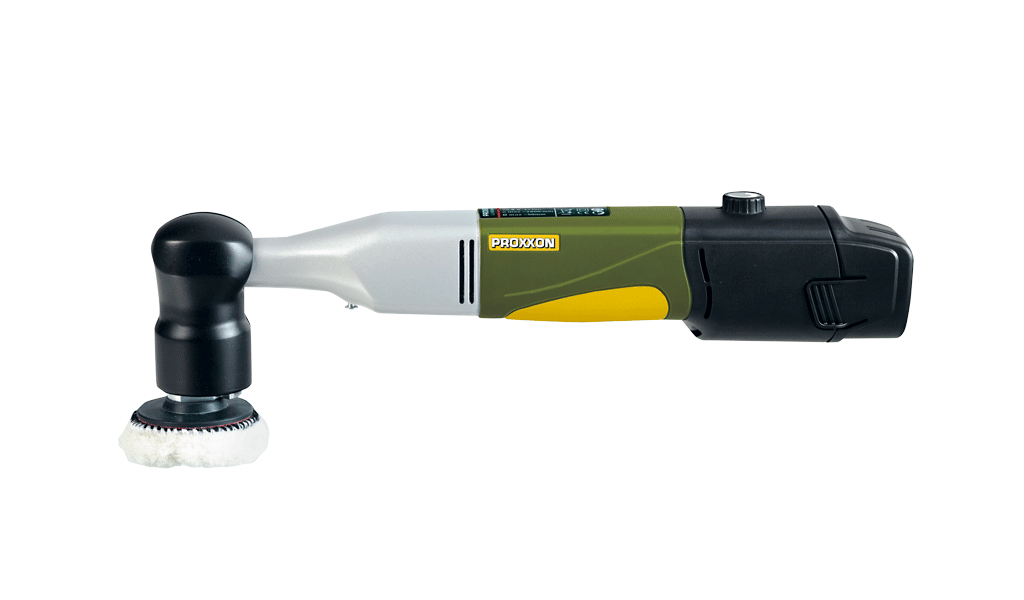 PROXXON MICROMOT EP/A Battery Powered Random Orbital Polisher Kit angled view