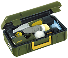 PROXXON EP/A Random Orbital Polisher Kit in action on a metal surface