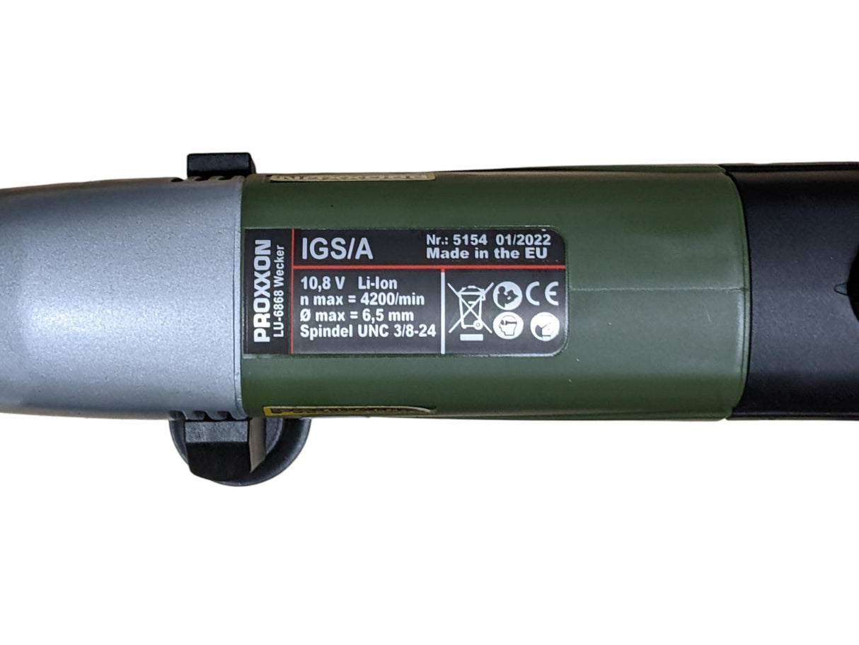 PROXXON IGS/A Industrial Straight Grinder kit in action at low speed