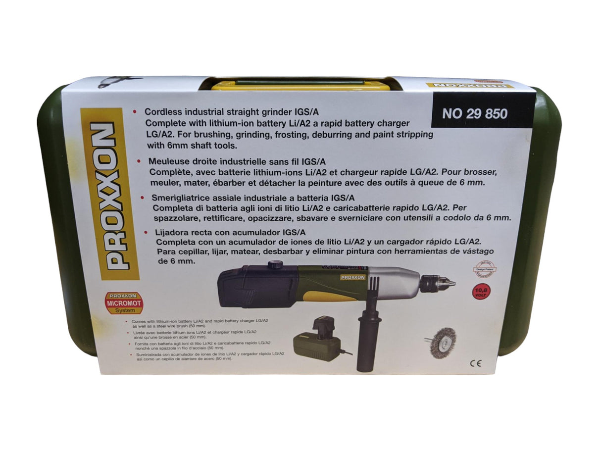 PROXXON IGS/A Industrial Straight Grinder in use for precise deburring and grinding tasks