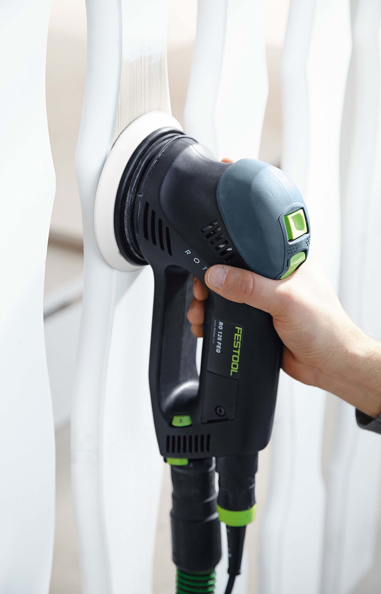 Festool RO 150mm ROTEX 3-in-1 sander in application, showcasing versatility and precision