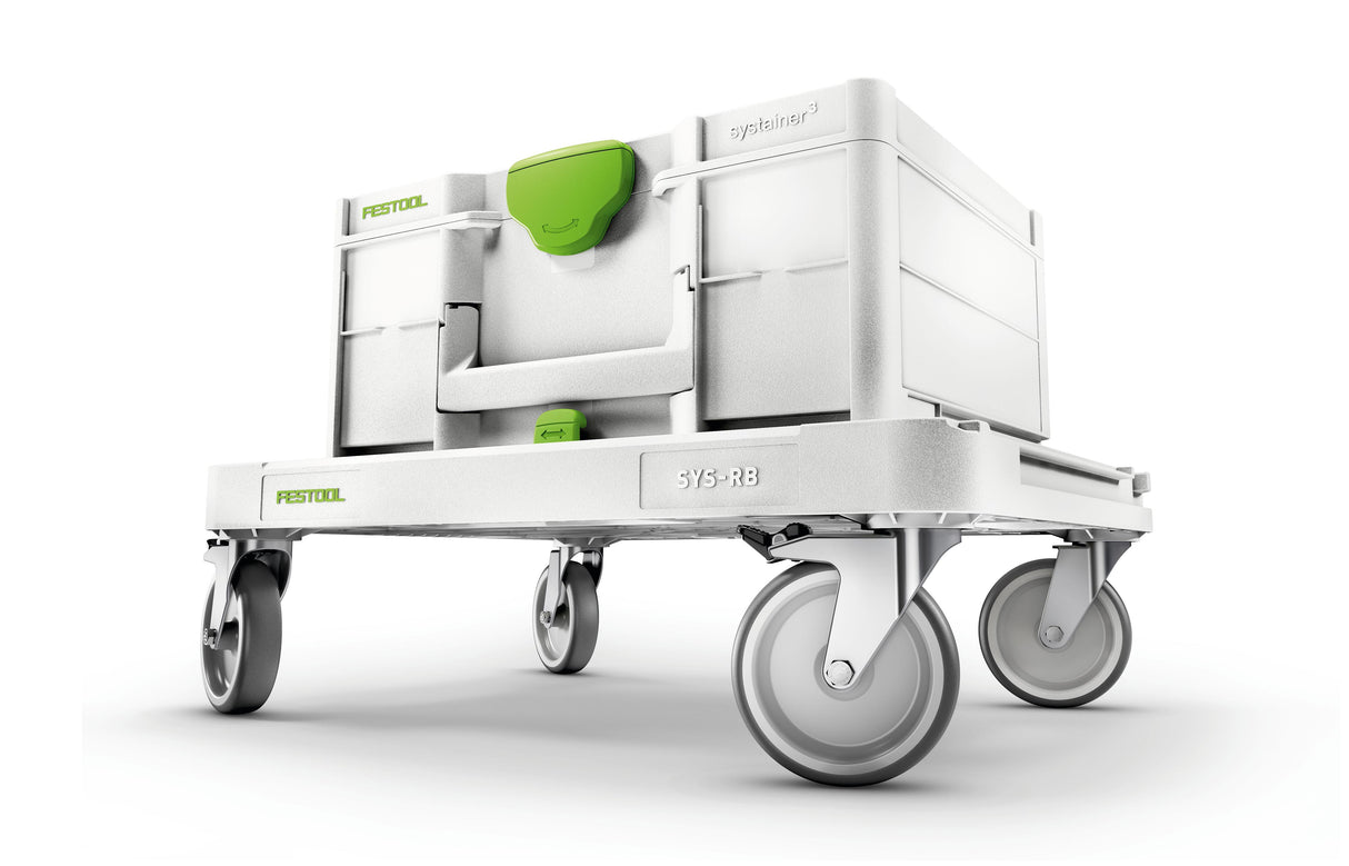 Festool Roll Board with 360° rotating wheels and locking brakes for Systainer3 and Systainer T-LOC storage boxes