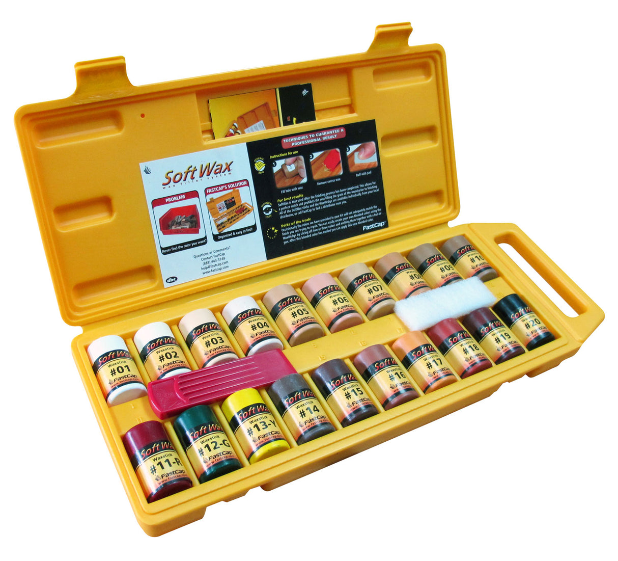 Set of 20 SoftWax Sticks in Hard-shell Case for wood repair and colour matching