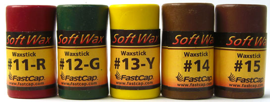 FastCap Set of 20 SoftWax Sticks with Wax Wedge & Buffing Pad in Hard-shell Case, refills in various wood tones