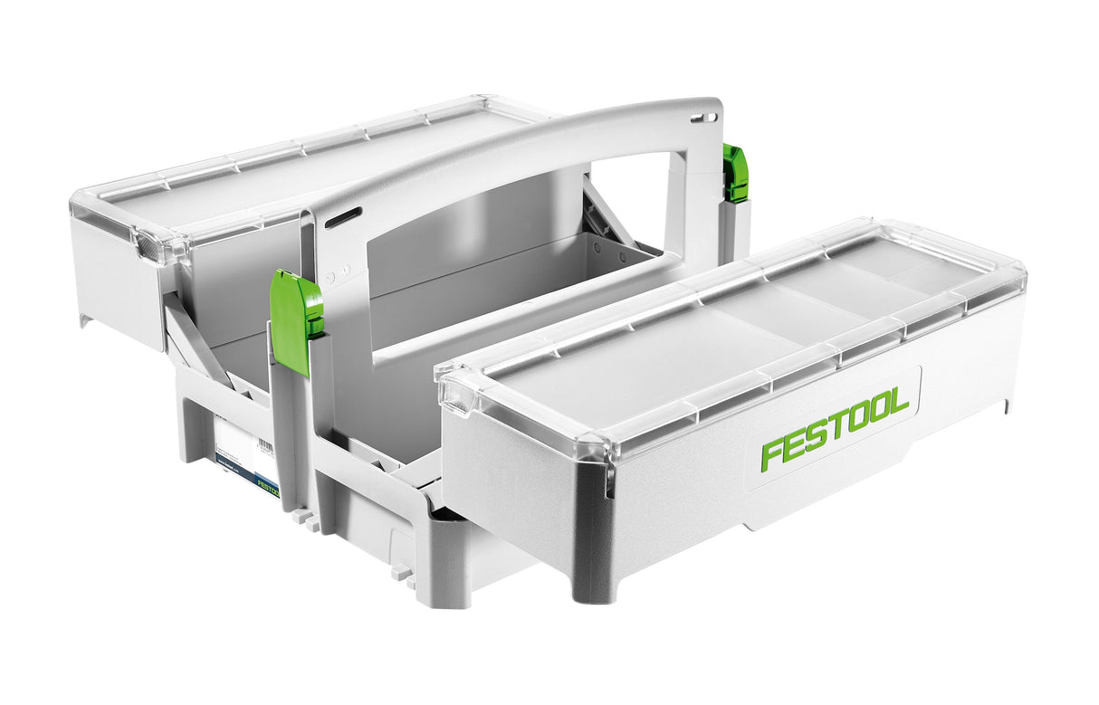 Festool SYS-SB Storage Box with Transparent Cover and Swivelling Top Compartments
