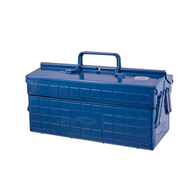 Toyo Steel 35cm Cantilever Toolbox with Short Handle Blue