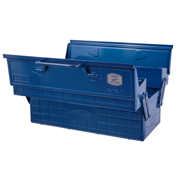 Toyo Steel 35cm Cantilever Toolbox with Short Handle Blue