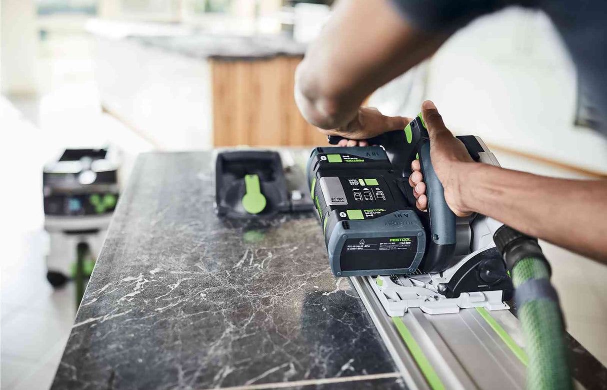 Festool TSC 55K 18V Cordless Plunge Saw with 1400mm Rail in use