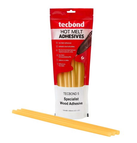 Power Adhesives Tecbond 5 Woodworking & Carpentry Hot Melt Glue Sticks 12 x 300mm Pack of 10 - Low viscosity wood adhesive in pack