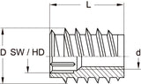 RAMPA Threaded Inserts M8 x 16mm Unflanged Pack of 10