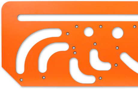 Solid compact phenolic radius jig for plunge routers, ideal for precise internal and external worktop routing