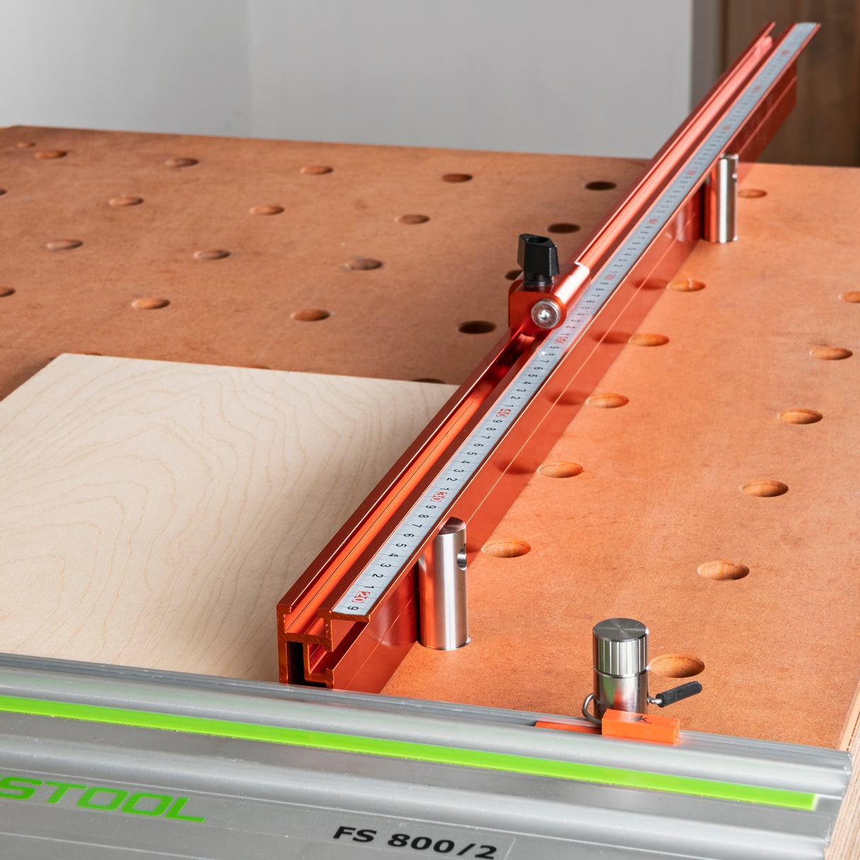 UJK Fence And Length Stop For Guide Rail Saws suits 20mm Dog Hole Workbenches