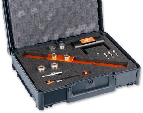 UJK Parf MK II Guide System T-LOC Storage Case with Foam Insert, organized and ready for woodworking tools
