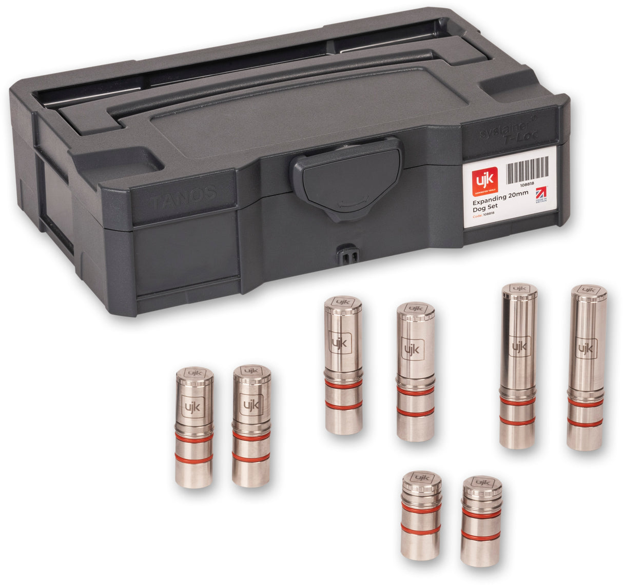 UJK Set of 8 Expanding 20mm Bench Dogs with Mini Systainer