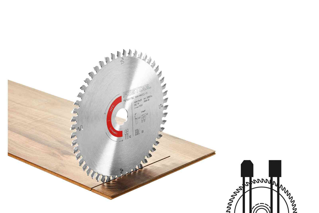 Festool 260mm 64 Tooth Laminate Saw Blade for precise cross cuts on laminate and mineral materials